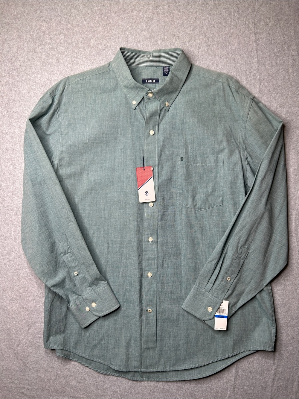 Izod Men's Sage Green Button-Down Casual Shirt NWT